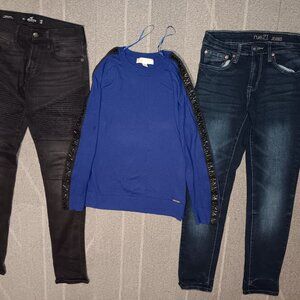 Lot 2 Jeans and 1 sweater (Hollister, Michael Kors, RU21)